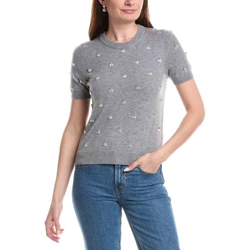 Milly Womens  Rosalyn Wool & Cashmere-Blend Sweater, Gray